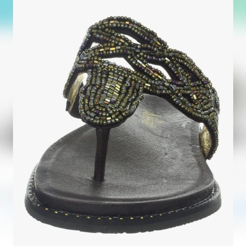 Elegant Beaded Black Sandals